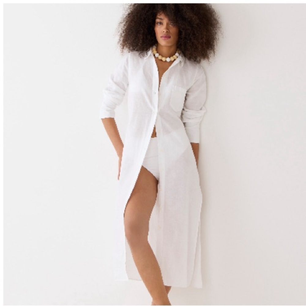 J.CREW Long Linen Shirt Beach Dress